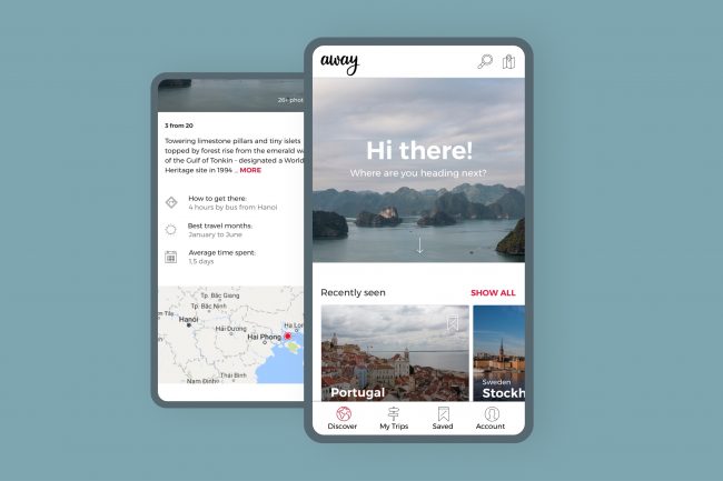 Away – an app for planning travel itineraries.
